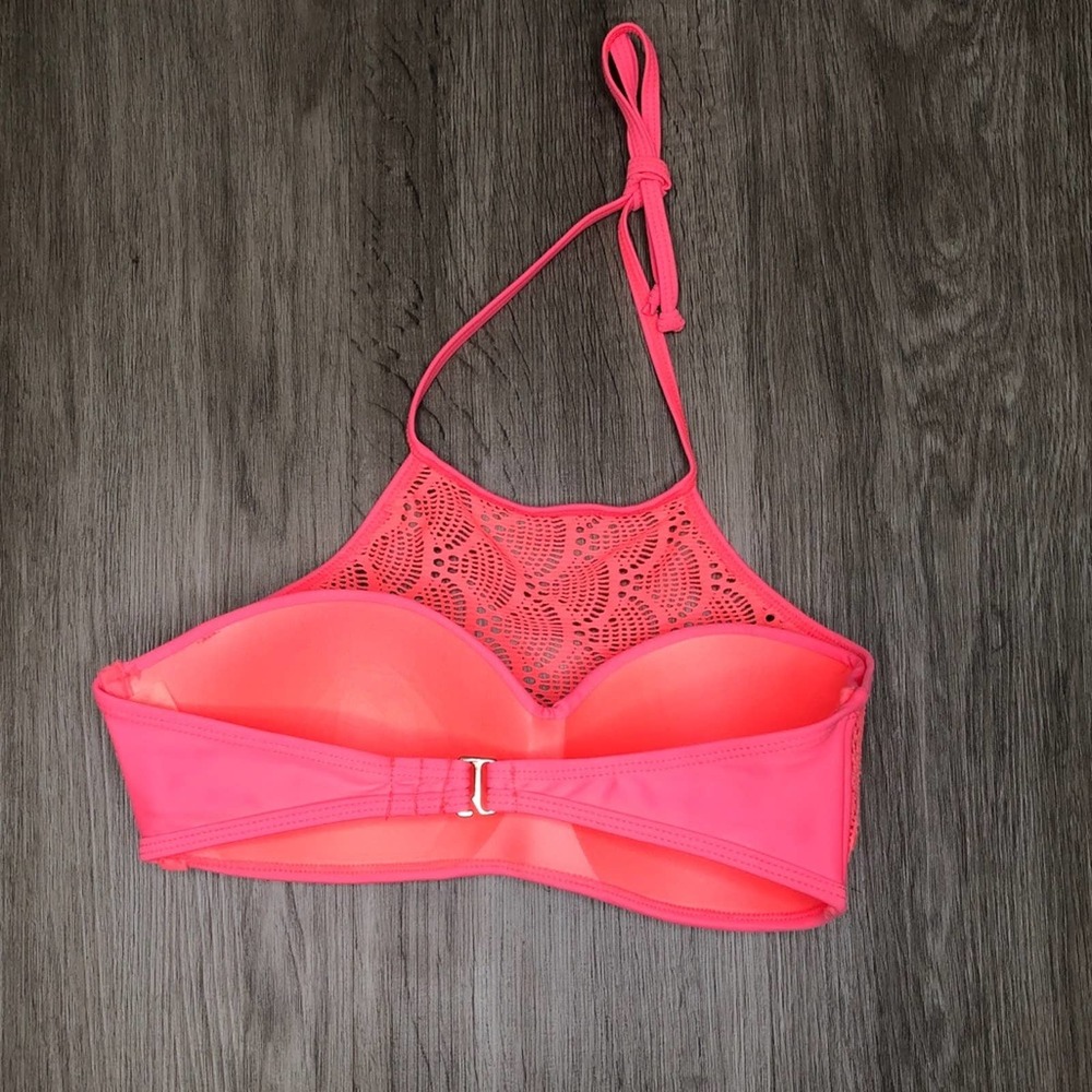 Coral Tropics by Apollo Swimwear Women's Coral Halter Neck Bikini Swim Top sz XS - Picture 2 of 2